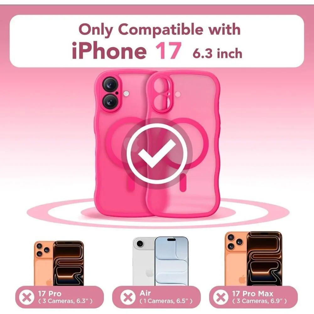 Women Hot Pink Iphone 17 Pro Max Case Full Camera Protection Mag Safe